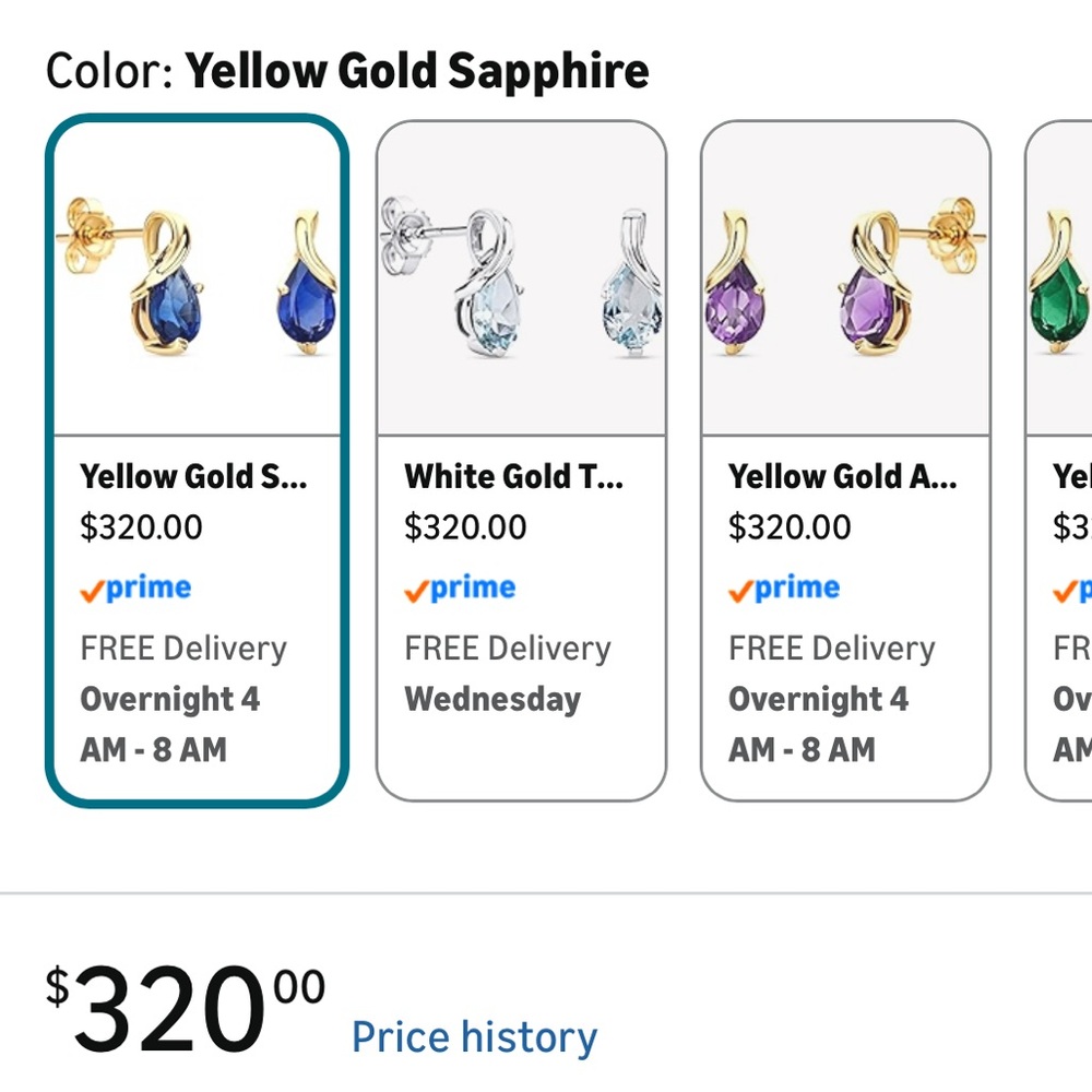 14k Yellow Gold Earrings with Pear Shaped Sapphires - Picture 3 of 4